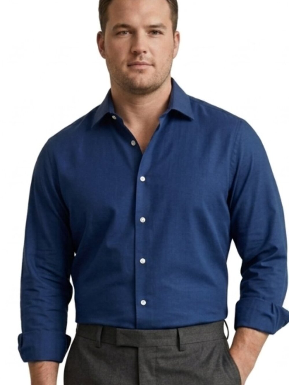 Michael Kors Men’s 18 36/37 Regular Fit Airsoft Stretch Dress Shirt – Navy Blue